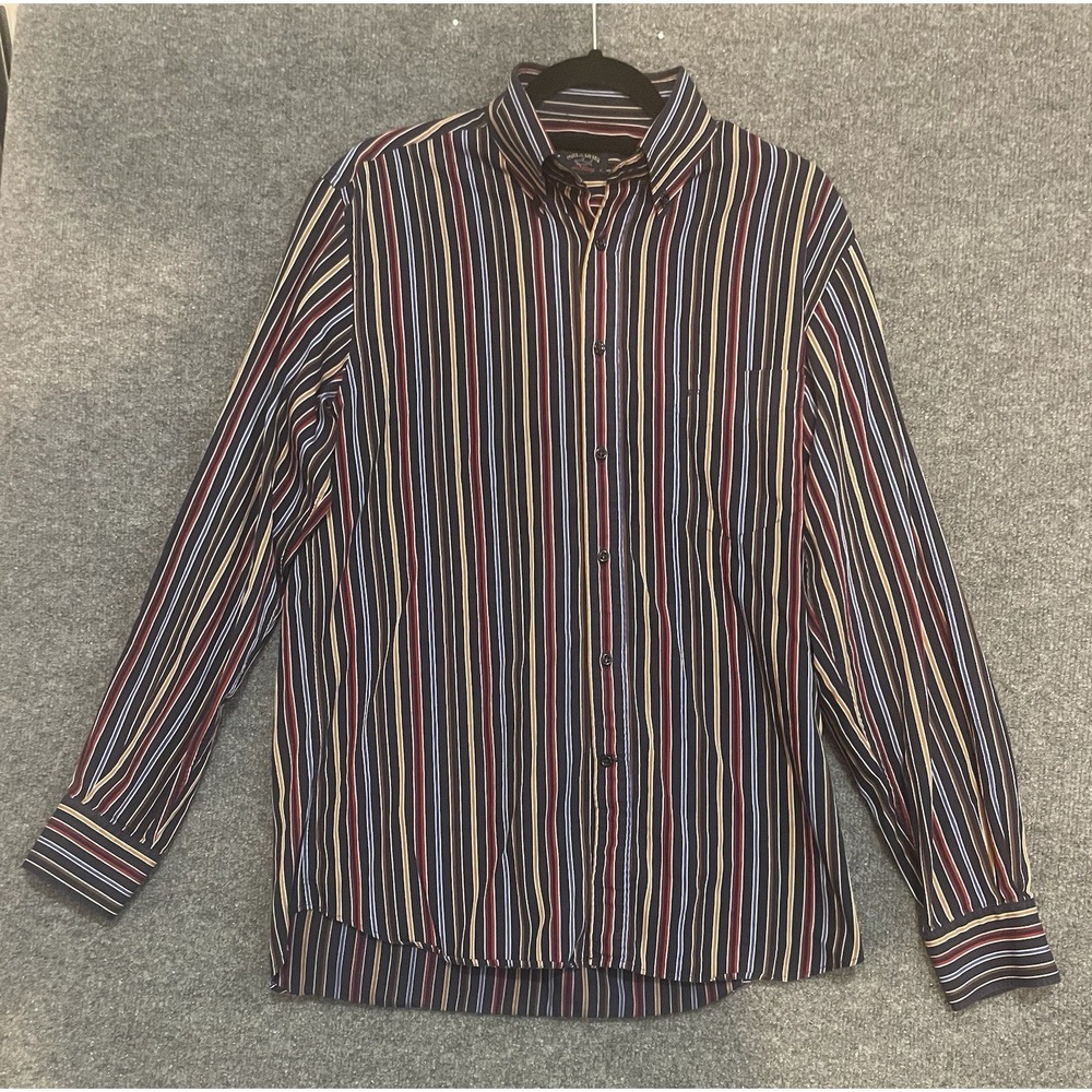 Paul & Shark Yachting Button Up Shirt Men's Size L-41 Long Sleeve Striped Cotton